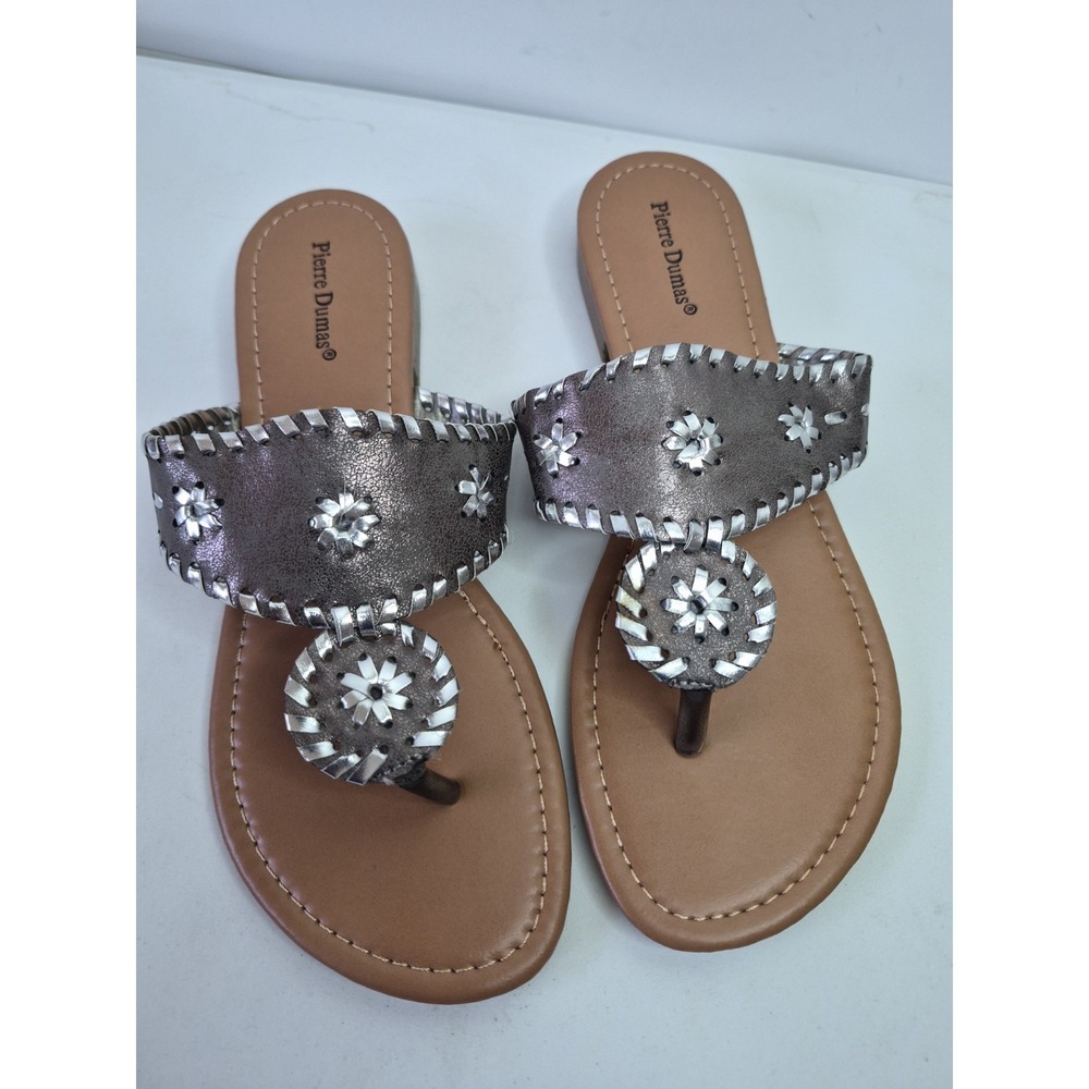 Pierre Dumas Womens Brown Silver Sandals Size 9